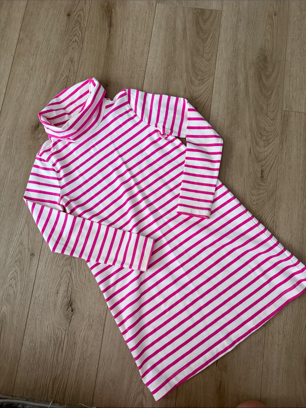 Crewcuts Pink and White Striped Turtleneck Dress
